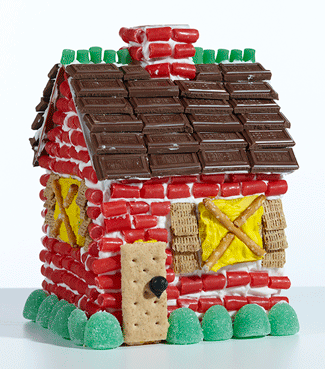 Similar to milk carton gingerbread houses, the Party Pack is ready to decorate